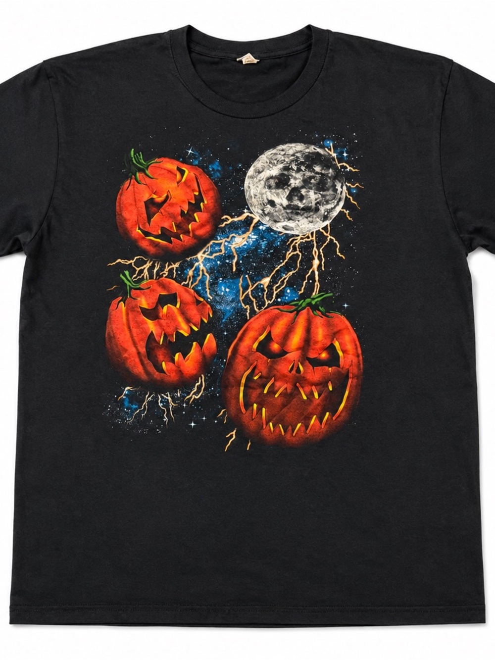 Vintage 2000s Fruit of the Loom 3XL Halloween Jack O Lantern Moon Graphic Tee